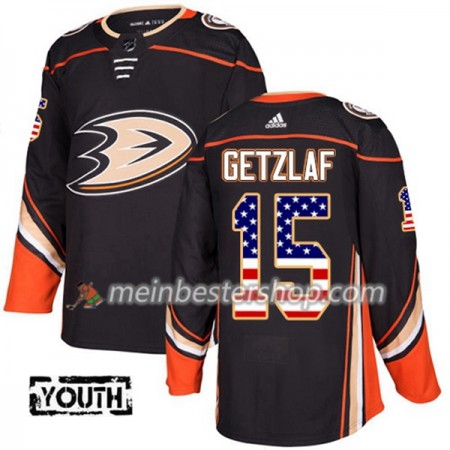 Anaheim Ducks Ryan Getzlaf 15 Adidas 2017-2018 Schwarz USA Flag Fashion Trikot Authentic - Kinder